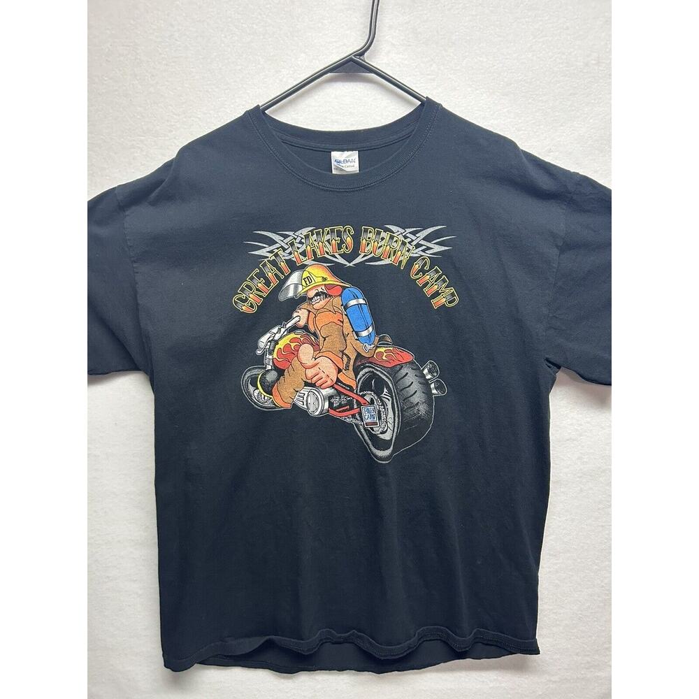Great Lakes Burn Camp Niles Burn Run T Shirt Men's XL 2014 Motorcycle Fireman